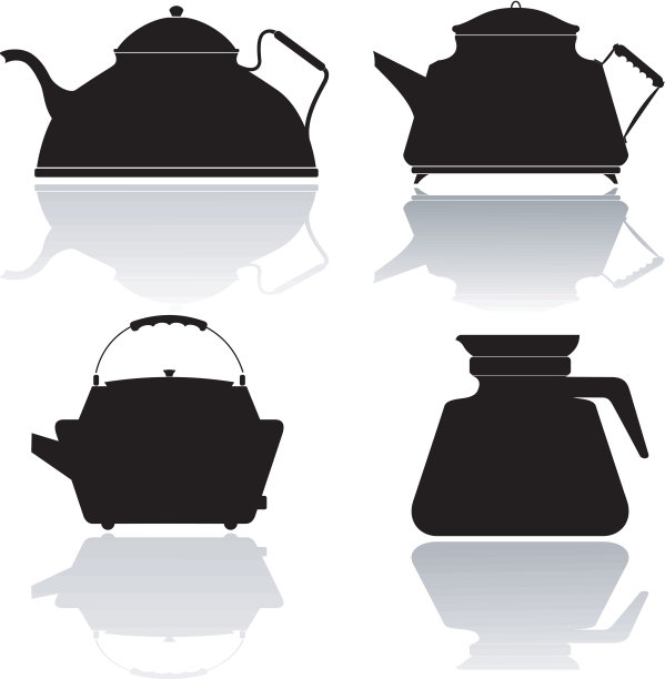 一套矢量剪影茶壶图片下载