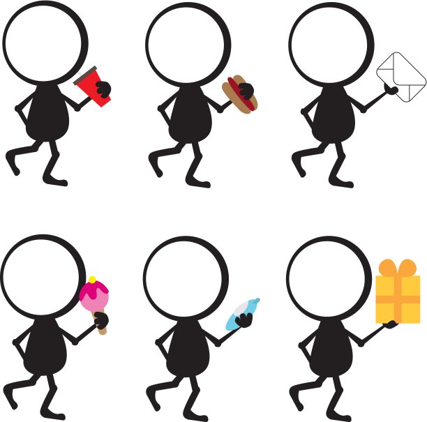 手拿物品的简笔人物图片下载