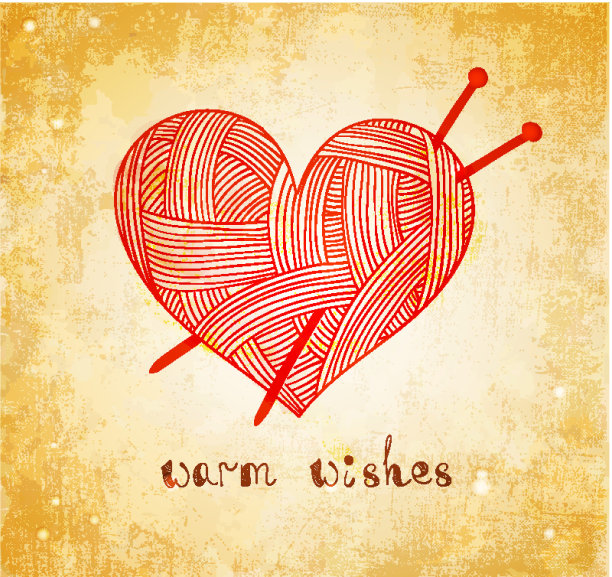 心脏与针织针在垃圾背景图片下载