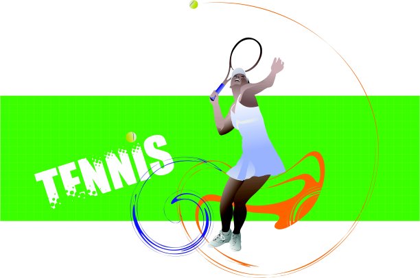 网球运动员的海报。彩色矢量插图设计师图片下载