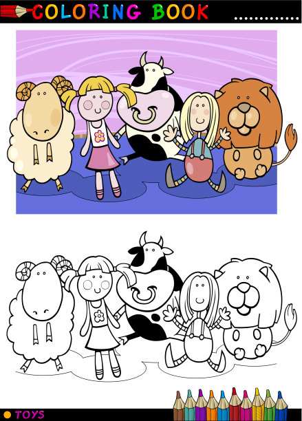 卡通可爱的玩具着色图片下载