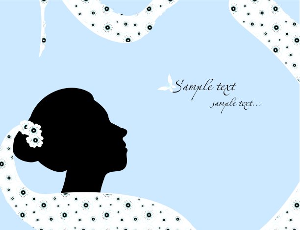 蓝色镶边的婚纱图片下载