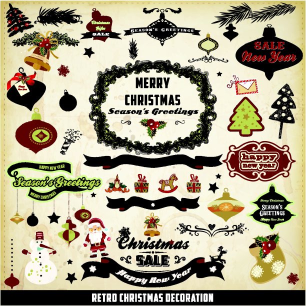 复古圣诞装饰系列图片下载