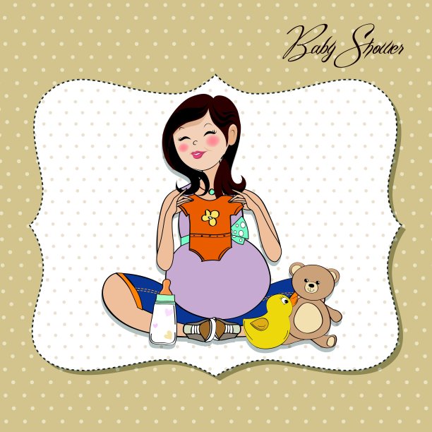 快乐的孕妇，宝宝送礼卡图片下载