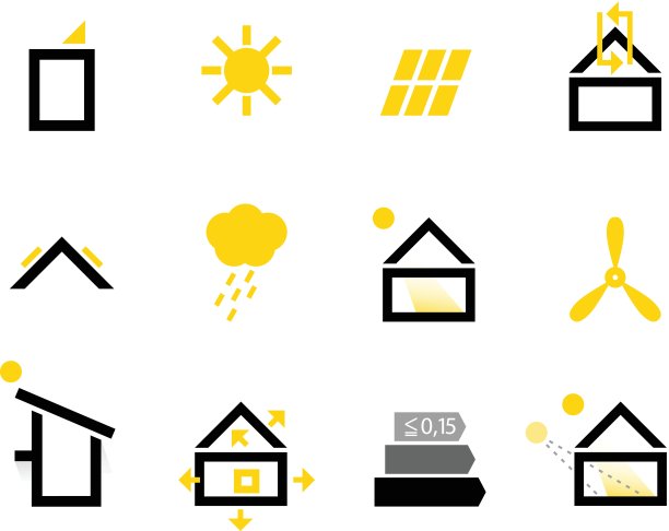 被动式房屋图标孤立在白色(黑色和黄色)上图片下载