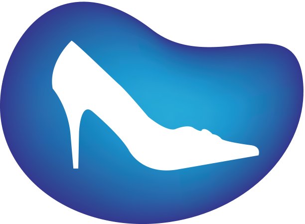 一只女鞋上有蓝色的水滴——鞋类企业的标志图片下载
