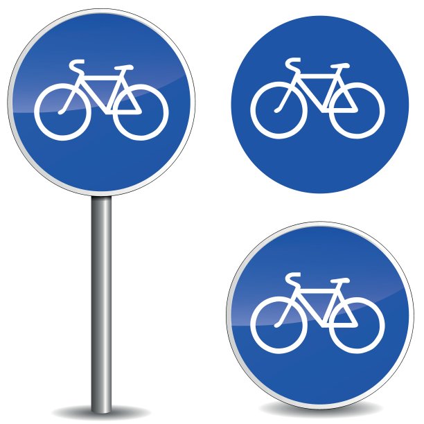 矢量自行车蓝色标志图片下载