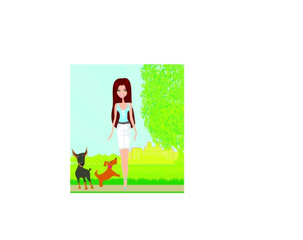 一个遛狗的漂亮女孩图片下载