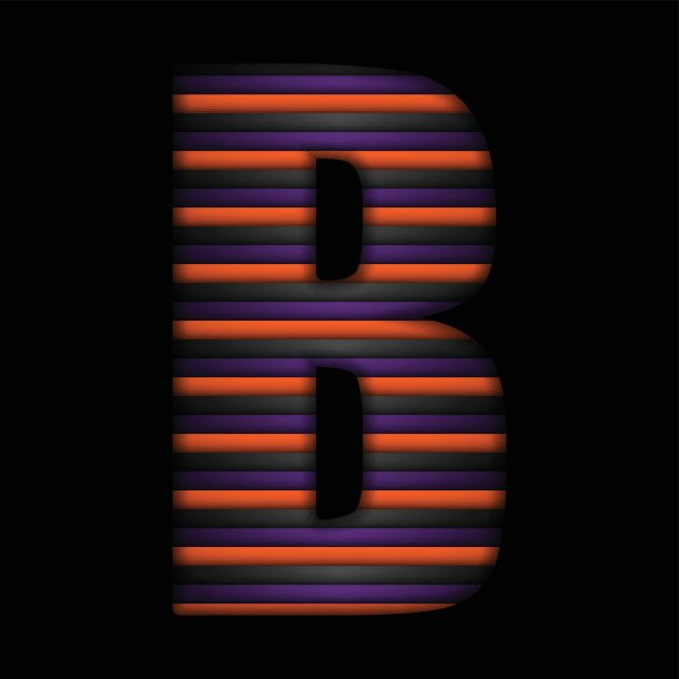 万圣节字母条纹黑橙色紫色矢量图片下载