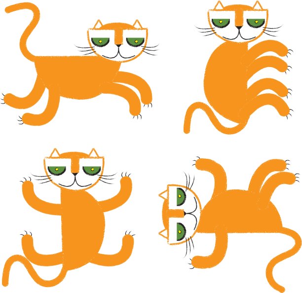 橙色猫矢量图图片下载
