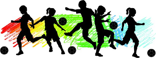孩子男孩和女孩足球剪影图片下载