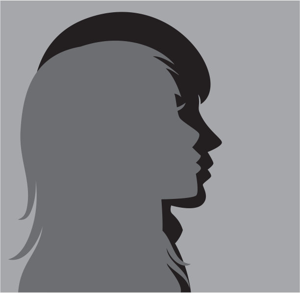 年轻男女的剪影图片下载