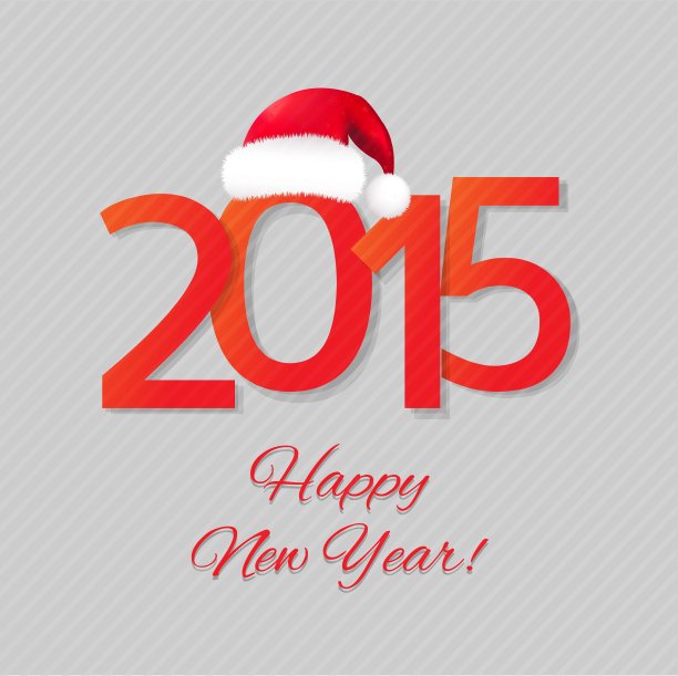 带圣诞帽的新年贺卡图片下载