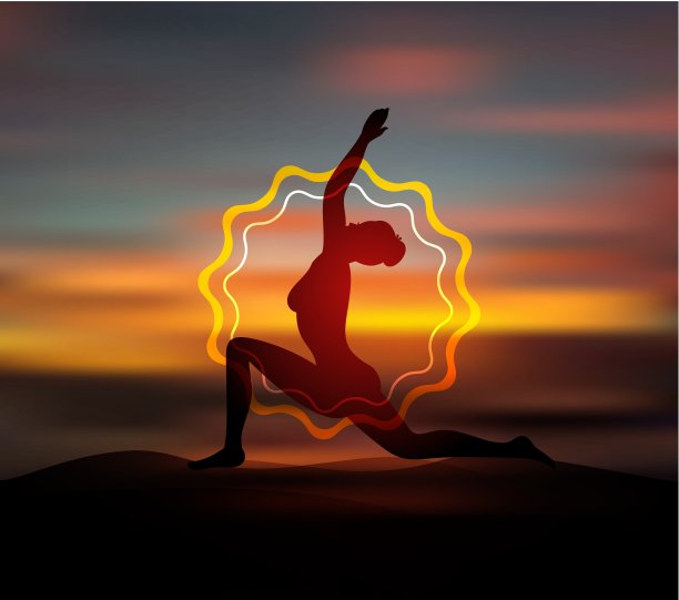 瑜伽姿势的剪影图片下载