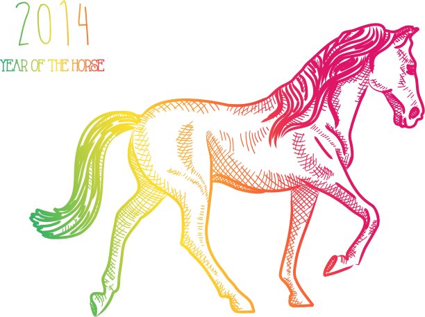 2014中国马年多彩孤立图片下载