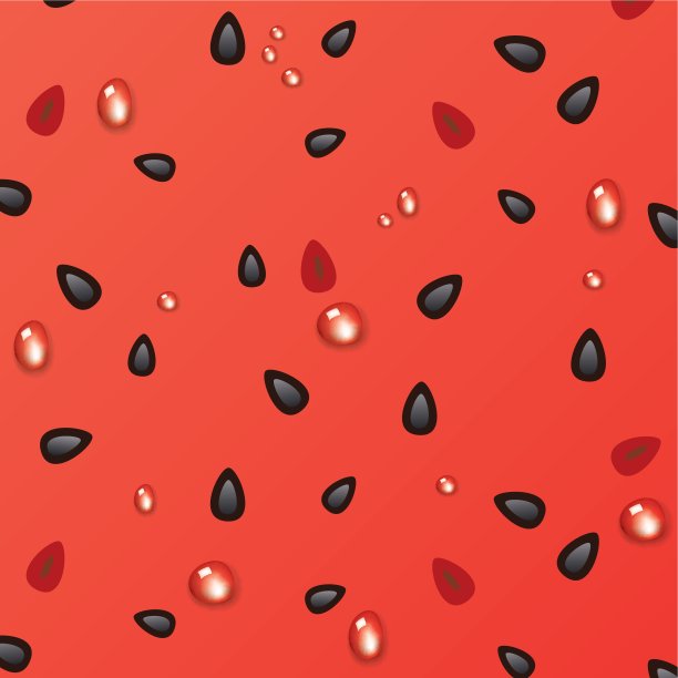 矢量多汁西瓜背景图案与种子图片下载