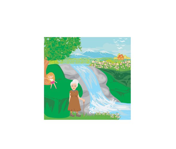 奶奶和她的孙女一起散步图片下载