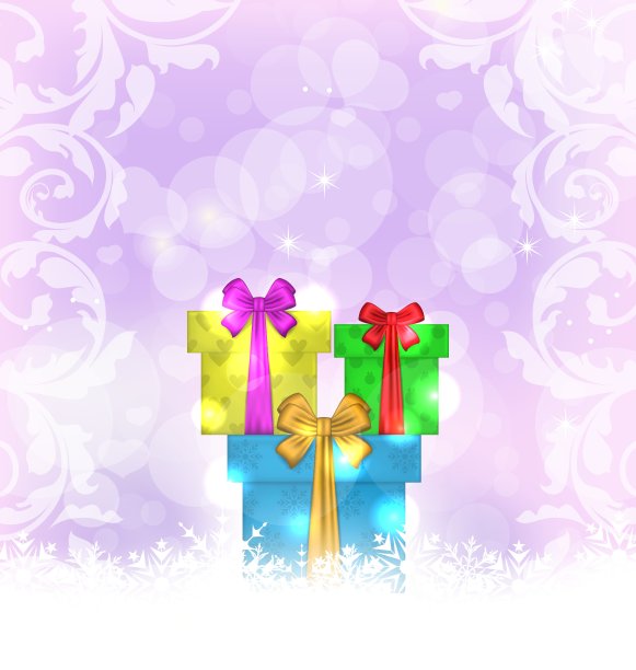 将圣诞礼盒置于灯光背景上图片下载