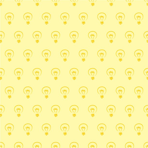 无缝矢量模式手绘灯泡在阳光黄色的背景纹理图片下载