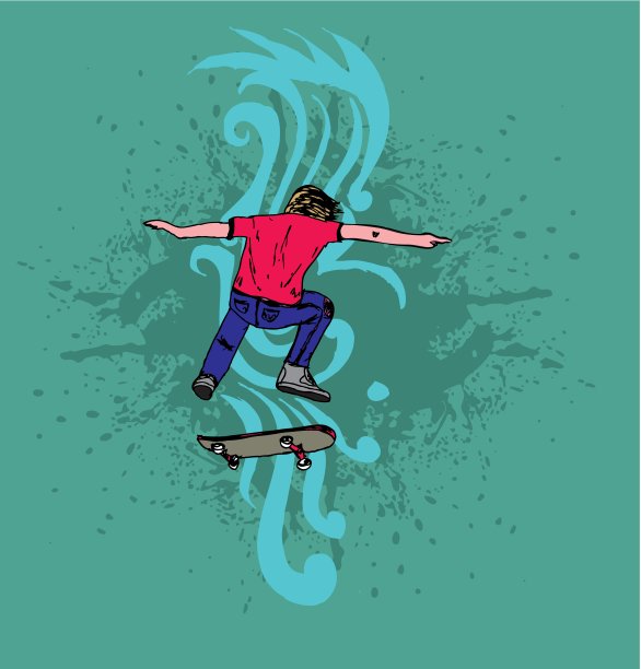 城市滑板队矢量艺术图片下载