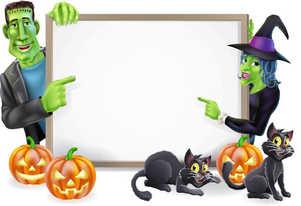 万圣节女巫和弗兰肯斯坦·班纳图片下载