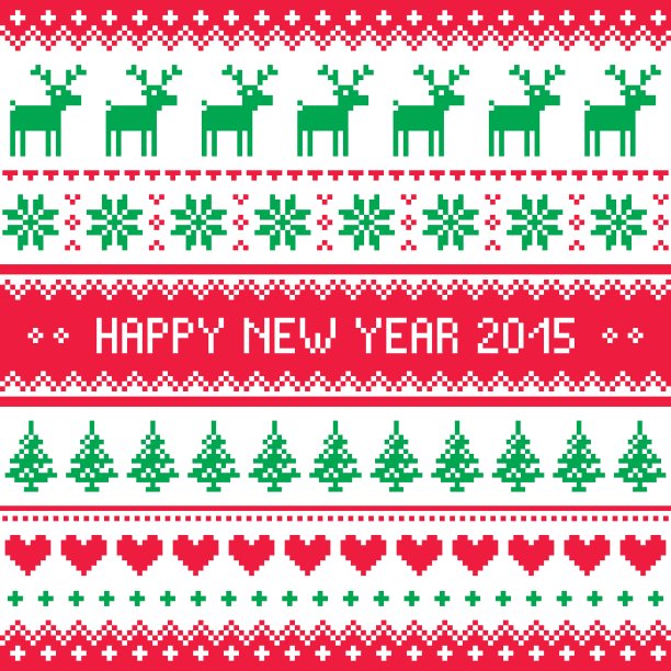 2015年新年快乐——北欧冬季刺绣图案图片下载
