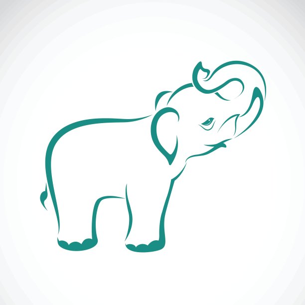 一个白色背景上的大象的矢量图像图片下载