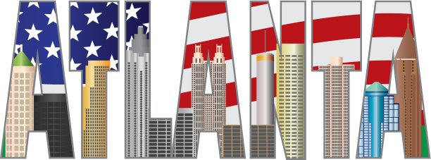 亚特兰大乔治亚州文本大纲美国国旗颜色图片下载