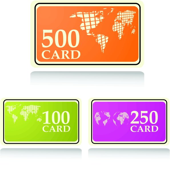 彩色矢量礼品卡和奖金卡图片下载