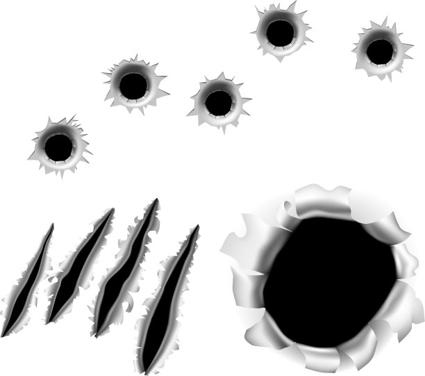 弹孔、裂口和划痕图片下载