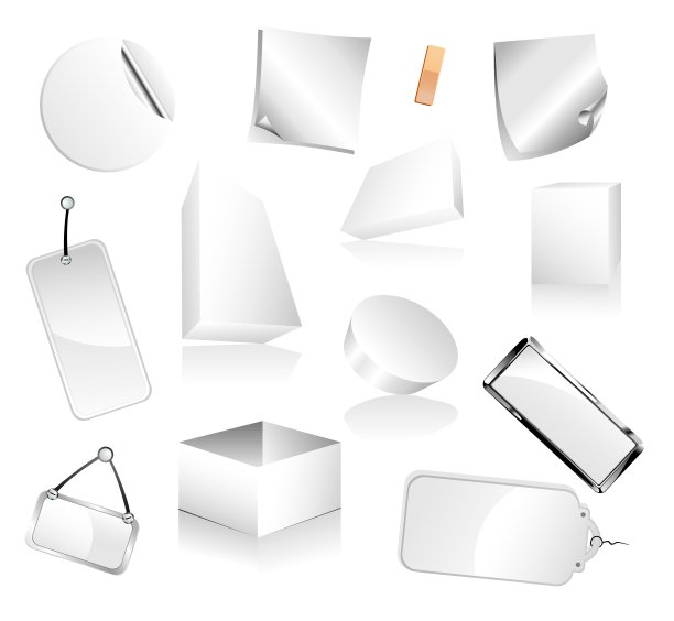 一套白色盒子和纸标签图片下载