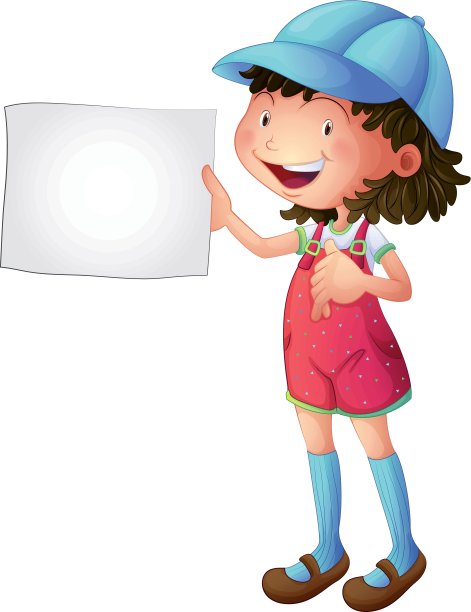 一个面带微笑的女孩拿着一个空的速写本图片下载