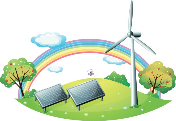 一个风车和太阳能板图片下载