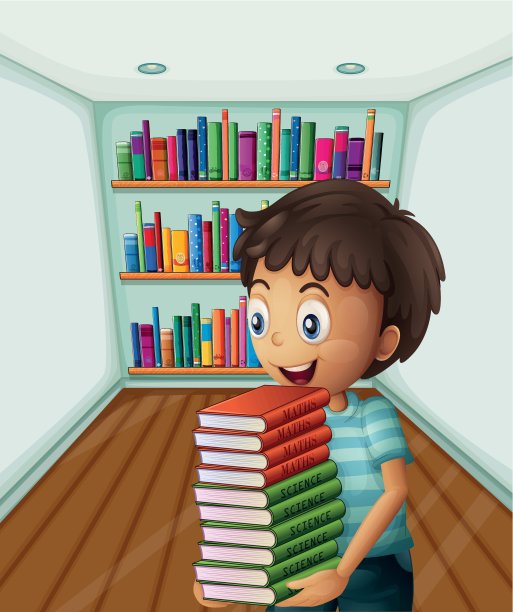 一个拿着一堆书的男孩图片下载