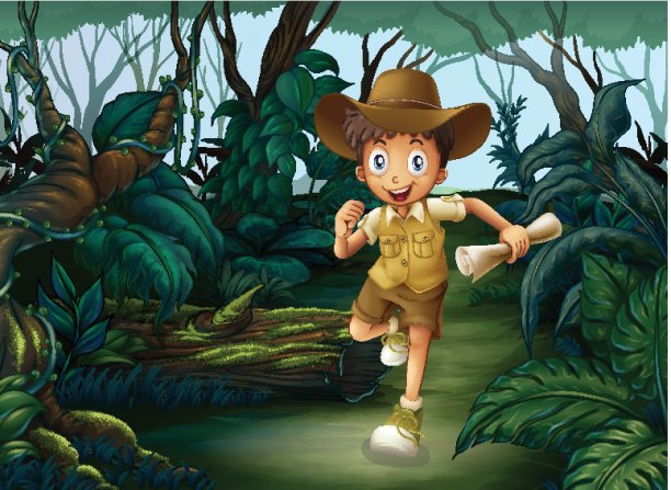 树林里的一个小男孩图片下载