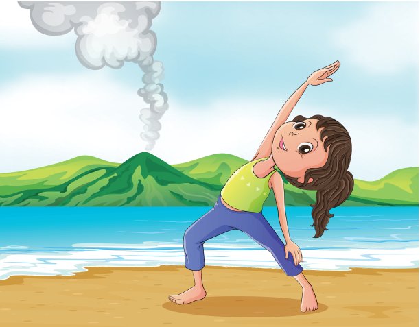 一个在海滩上锻炼的女人图片下载