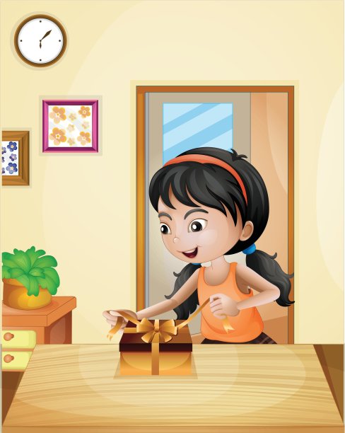 一个拿着礼物的女孩图片下载