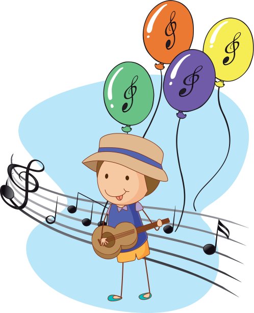 一个年轻的音乐家，后面有气球图片下载