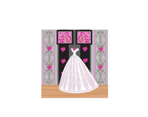 漂亮的婚纱上的模特在优雅的精品店图片下载