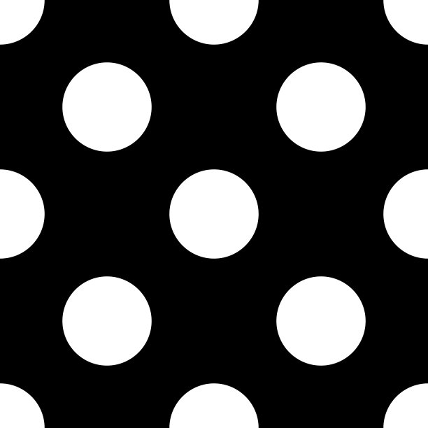 无缝矢量深色模式与大的白色波尔卡点在黑色的背景图片下载