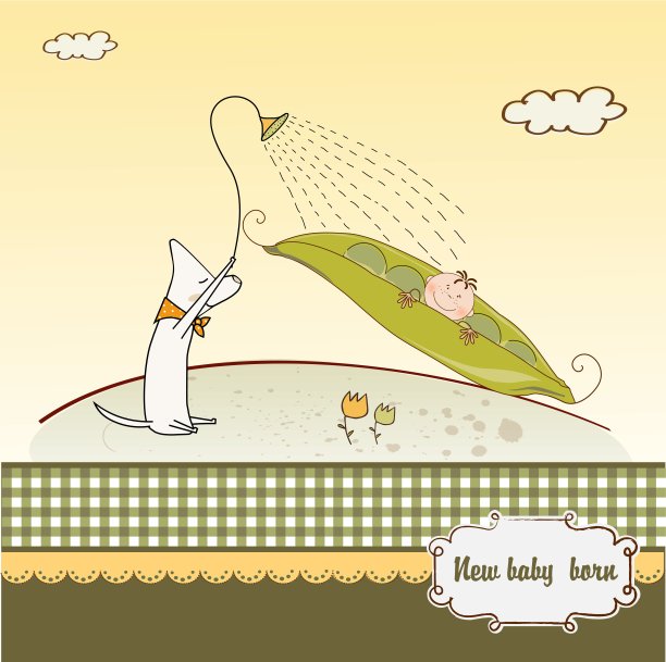 小男孩睡在豌豆里，宝宝通告卡图片下载