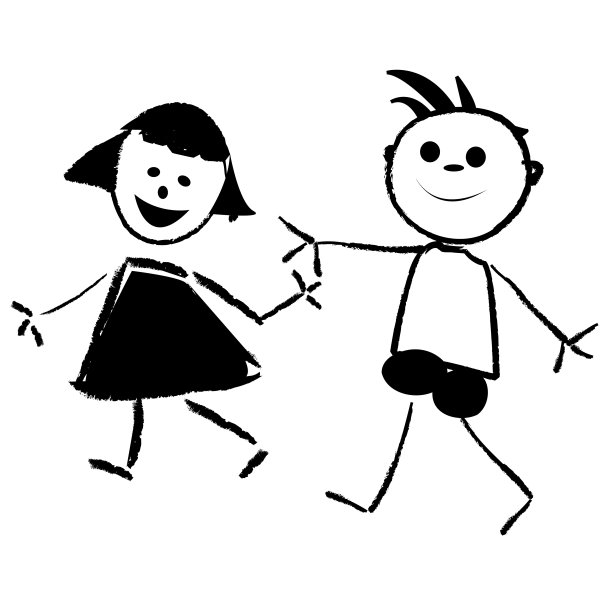 美丽的孩子们的剪影孤立在白色的背景上图片下载