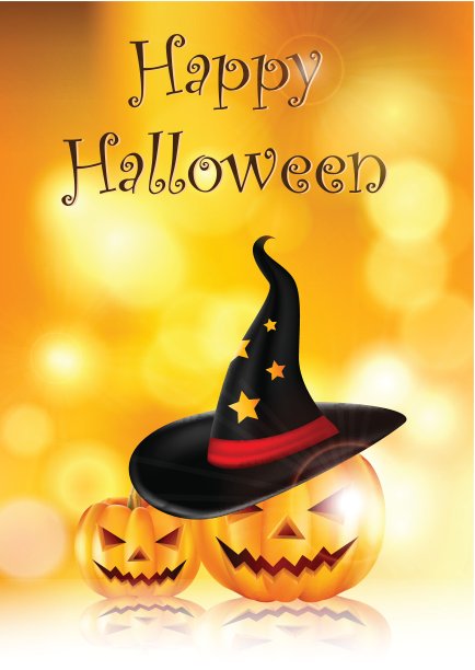 万圣节背景用南瓜和黑帽子为您设计图片下载