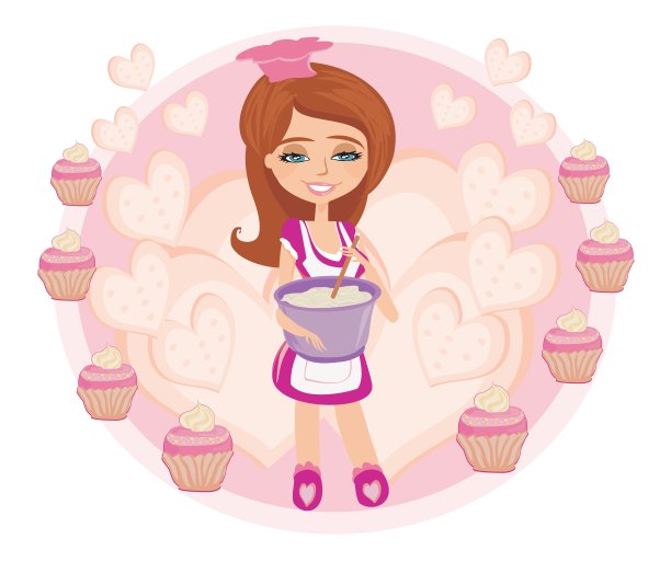 复古的厨房的女孩图片下载