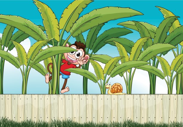 一只猴子在爬香蕉树图片下载