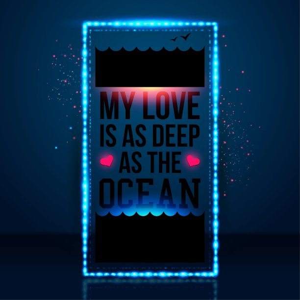 我的爱似海深。排版设计。矢量插图图片下载