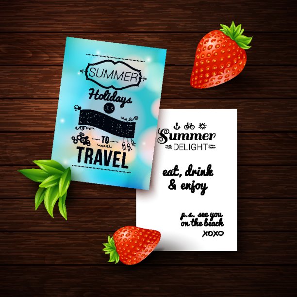 暑假海报与模糊的效果在一个木制的背景图片下载