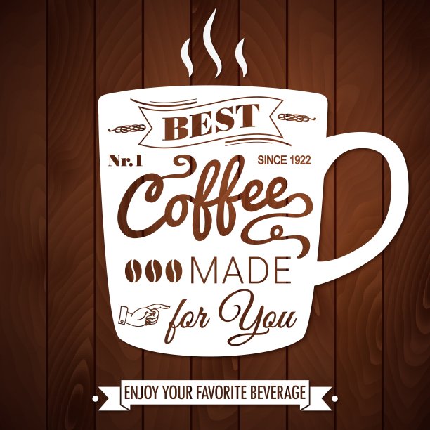 深色木质背景的复古咖啡海报。图片下载