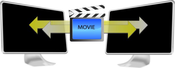 在白色背景上隔离的pc上播放流式电影的插图图片下载