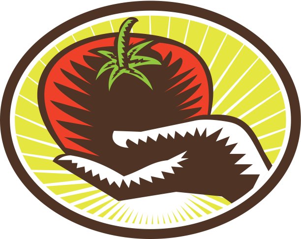 手持式番茄圆木刻图片下载